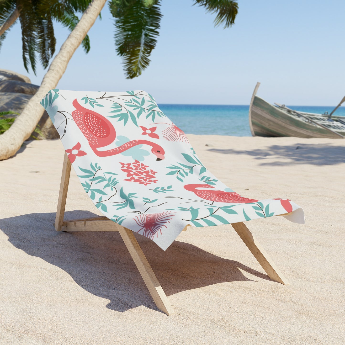 Tropical Flamingo Beach Towel