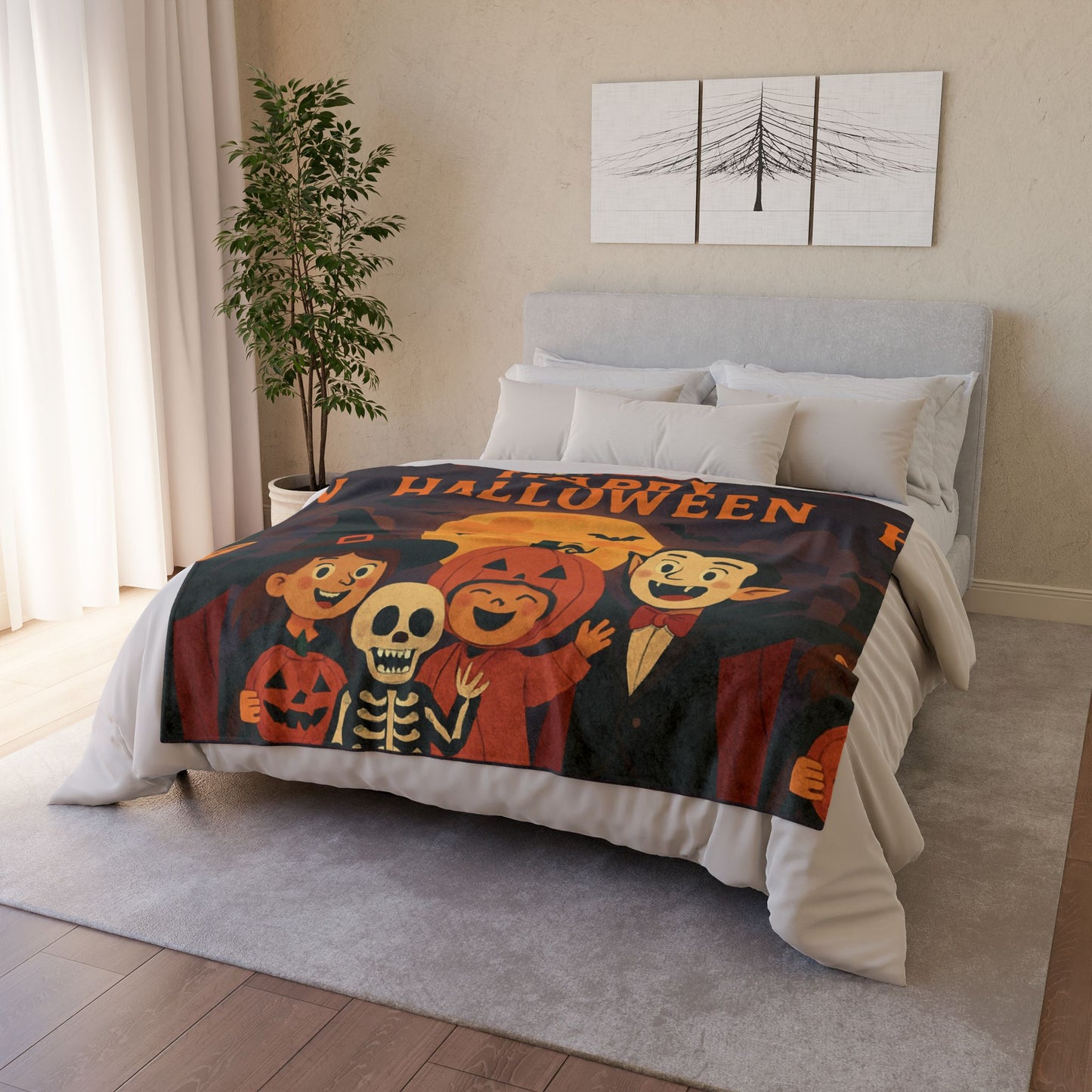 Halloween-Themed Polyester Blanket