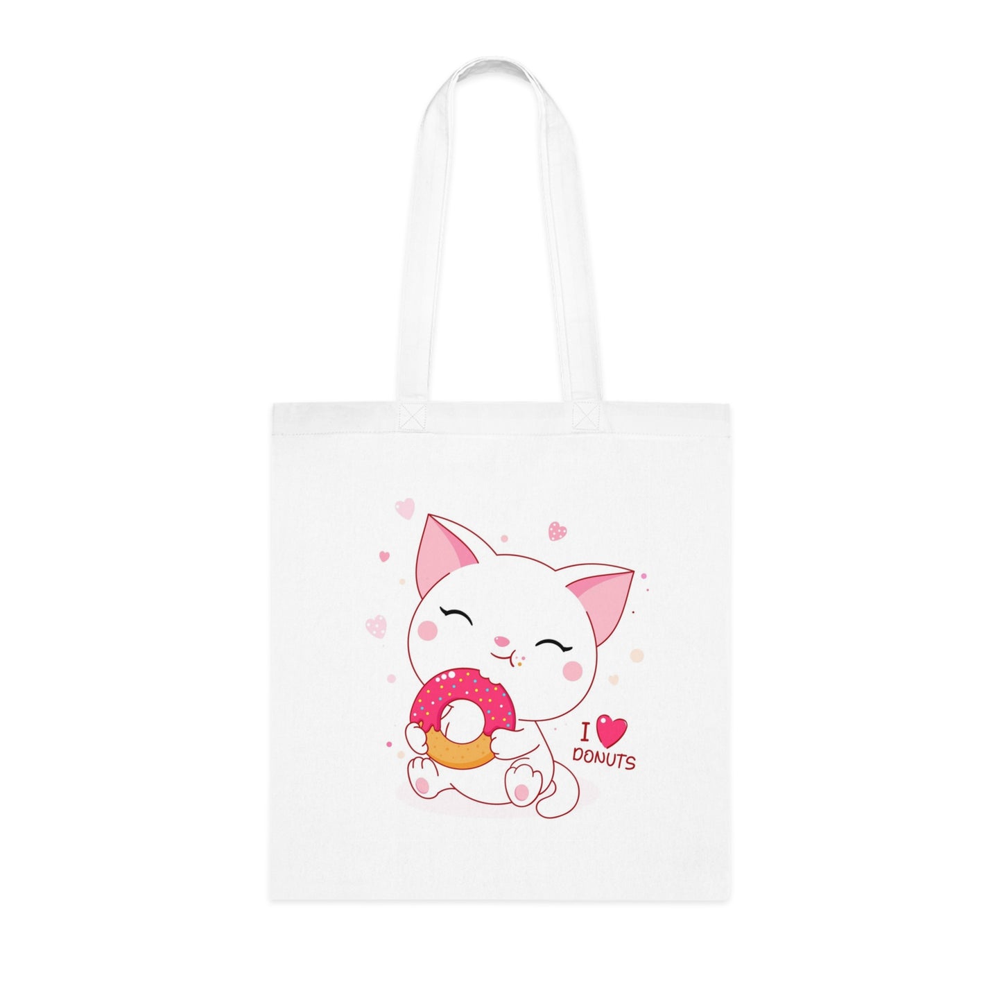 Cute Cat 'I Love Donuts' Tote Bag