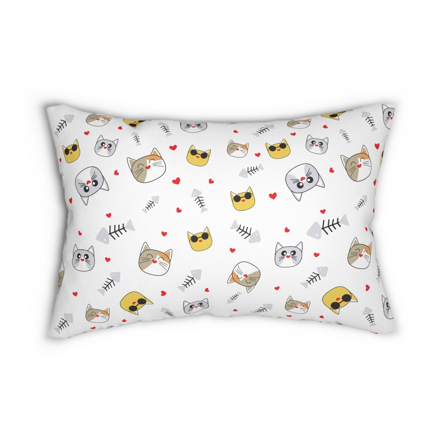 Playful Cat Themed Lumbar Pillow