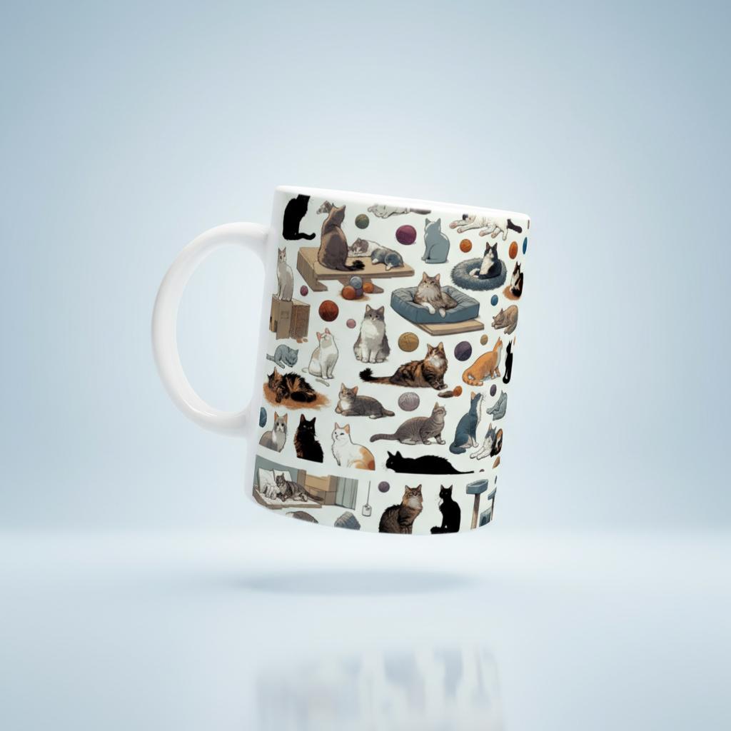 Stylish Cat Patterned Mug