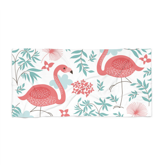 Tropical Flamingo Beach Towel