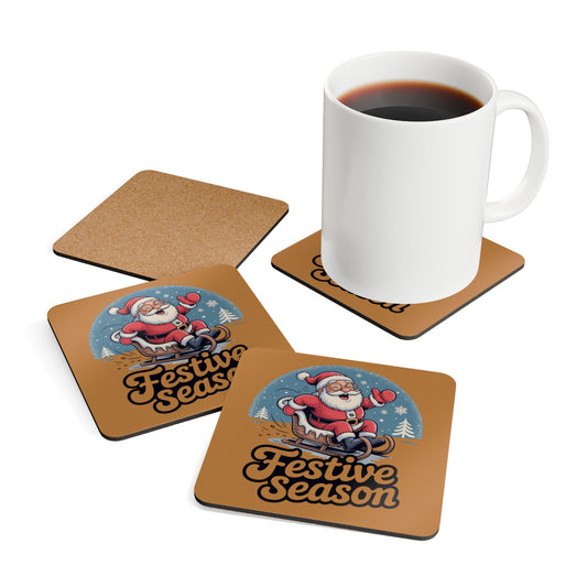 Festive Santa Coaster Set Pack of 4