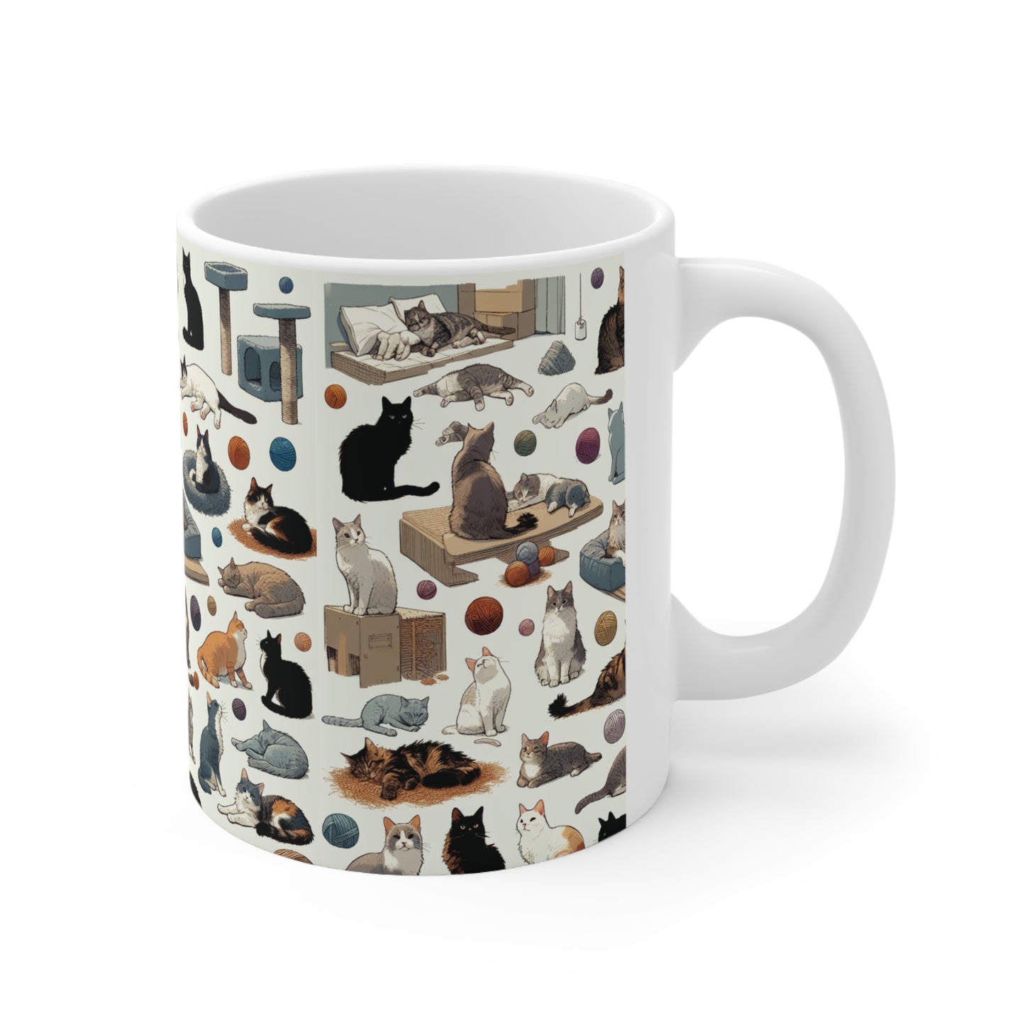 Cozy Patterned Cat Mug