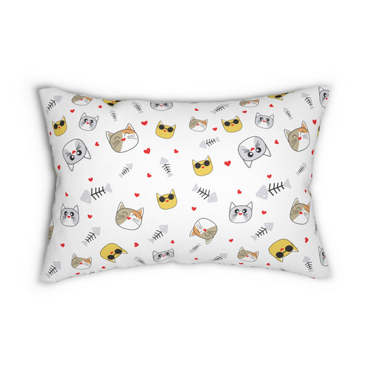 Playful Cat Themed Lumbar Pillow
