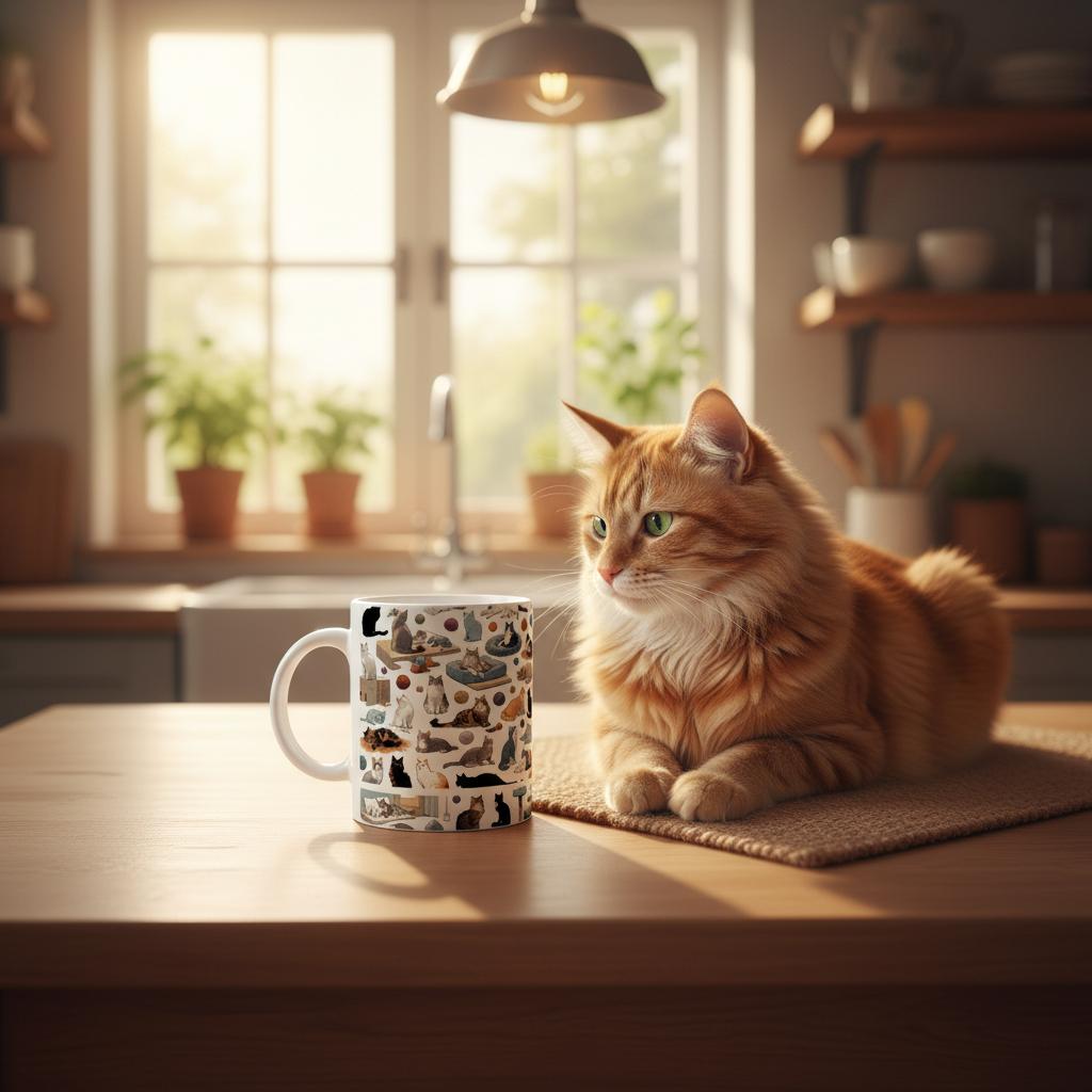 Stylish Cat Patterned Mug